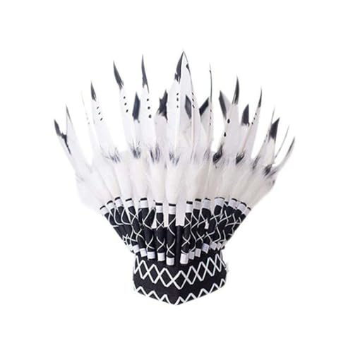 WTRYT Indischer Kopfschmuck 1 Stück Häuptlingsschmuck Inspirierter Mittelfederkopfschmuck Feather Headdress Handgefertigt Indische Federkrone Feder Stirnband Haarschmuck für Karneval Mottoparty von WTRYT