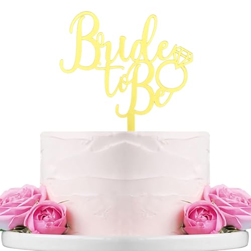 B0141 Tortenaufsatz mit Aufschrift "Bride to Be", Acryl, spiegelnd, goldfarben von WTXHBSWHS