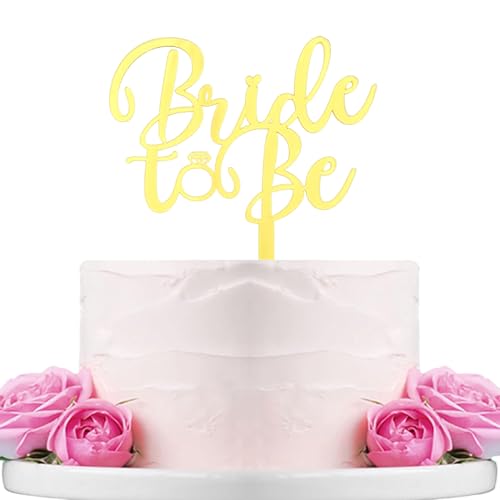 B0142 Tortenaufsatz mit Aufschrift "Bride to Be", Acryl, spiegelnd, goldfarben von WTXHBSWHS