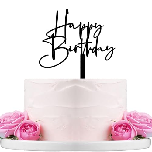 Happy Birthday Tortenaufsatz, schwarzes Acryl, B0120 Happy Birthday Tortenaufsatz, schwarzes Acryl, B0120 von WTXHBSWHS