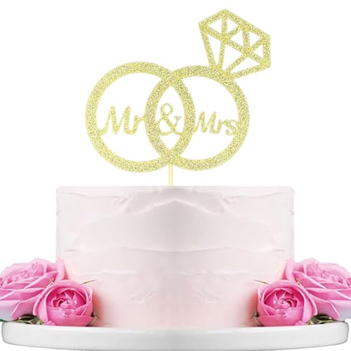 Mr & Mrs Tortenaufsatz, goldfarbener Glitzer, B0153 von WTXHBSWHS