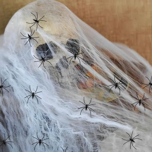 Halloween Deko Spinnennetz,400g Weiß Spinnenweben Dekoration Dehnbar Mit 80st Plastik Kunststoff Spinnen,Elastisches & Realistisch,Für Halloween Party Garten Deko,Spukhaus-Dekoration,Gruselszene Halloween Deko Spinnennetz,400g Weiß Spinnenweben Dekoration Dehnbar Mit 80st Plastik Kunststoff Spinnen,Elastisches & Realistisch,Für Halloween Party Garten Deko,Spukhaus-Dekoration,Gruselszene von WTZWYFWJ