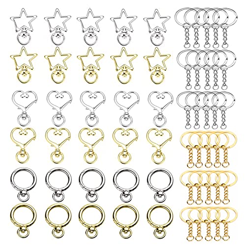 WTpin 60 Stück Schlüsselring mit Kette Set, Golden Schlüsselringe mit kette, Schlüsselanhänger DIY, Schlüsselanhänger Selber Machen, Für DIY Schmuckverschluss Schlüsselringe (Gold und Silber) WTpin 60 Stück Schlüsselring mit Kette Set, Golden Schlüsselringe mit kette, Schlüsselanhänger DIY, Schlüsselanhänger Selber Machen, Für DIY Schmuckverschluss Schlüsselringe (Gold und Silber) von WTpin