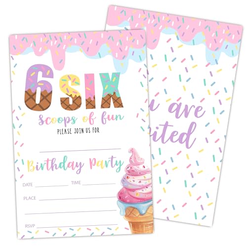 Einladungen zum 6. Geburtstag, Partyeinladung zum 6. Geburtstag, zum Ausfüllen mit Umschlägen, 20 Karten mit 20 Umschlägen, Gastgeschenk und Dekoration (10,2 x 15,2 cm) - A11 von WUAWN
