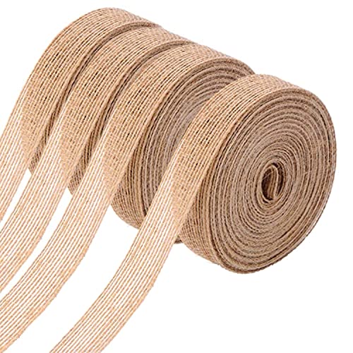 4 Rollen natürliches Band, langes Geschenkband, natürliches Band, Jute-Jute-Bastelband, für Bastelarbeiten, Hochzeitsdekorationen und Geschenkverpackungen (2 cm x 10 m) von WUBAYI