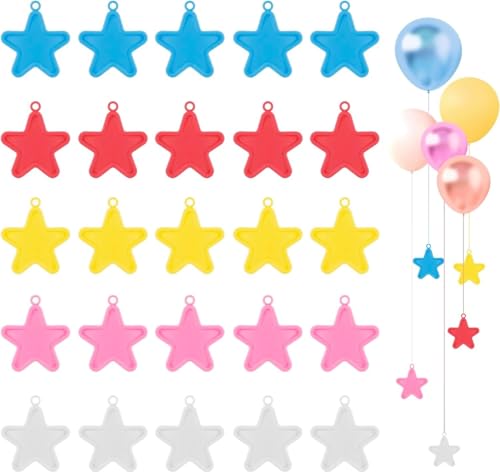 WUBAYI 25 Stück Sternförmige Ballongewichte 5 Farben Gewichte für Luftballons Wiederverwendbare Kunststoff Ballongewichtanker für Hochzeitsbögen & Geburtstagsfeier Dekoration von WUBAYI