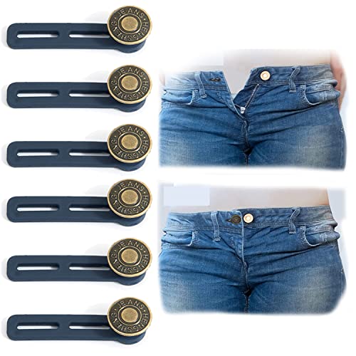 WUBAYI 6 Stück Knopfverlängerung für Hosen – Knopf für Jeans, Jeans, Knopf, Taillenverlängerung, Hosen-Taillenverlängerung, verstellbar von WUBAYI