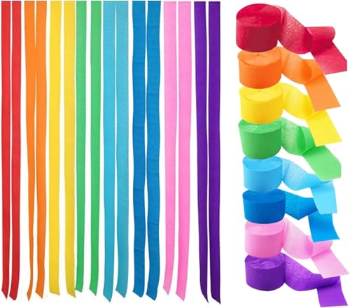 WUBAYI 8 Rollen Regenbogen-Krepppapier-Luftschlangen für Party- und Papierdekorationen WUBAYI 8 Rollen Regenbogen-Krepppapier-Luftschlangen für Party- und Papierdekorationen von WUBAYI