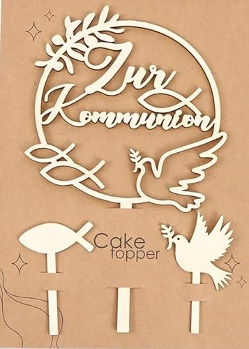 WUBAYI Elegantes Kuchendekorationsset – 5 Stück Tortendeko Topper mit Stäbchen für Taufe, Kommunion, Geburtstag & Hochzeit (Wiederverwendbare Einsatzflaggen für DIY Backen & Party Themen) von WUBAYI
