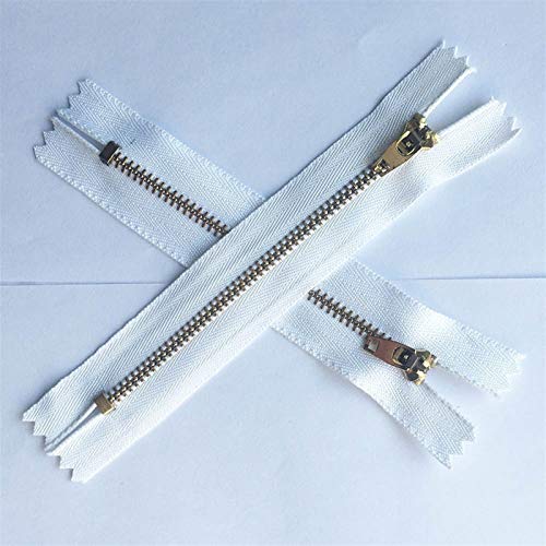 Stoffverschluss 10 stücke 3# metall reißverschluss zip zippe, diy schwarz weiß 8-18 cm Reißverschlüsse, für Jeans Nähen Handtasche Nähen, zum Nähen (Color : White, Size : 10 cm) von WUDOLI