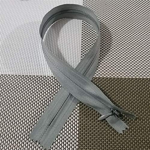 WUDOLI Stoffverschluss 5 stücke 25 cm 3# farbig geschlossene Schwanz Nylon unsichtbarer Reißverschluss, zum Nähen von Spielzeug/Kissen/Kissen/Rock Zip Nähen, zum Nähen (Color : Gray, Size : 25cm) von WUDOLI