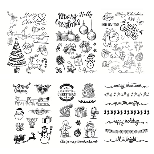 WUERKIYA Frohe Weihnachten Silikonstempel, 70pcs Silikonform Weihnachten für DIY Karte Scrapbooking Basteln von WUERKIYA