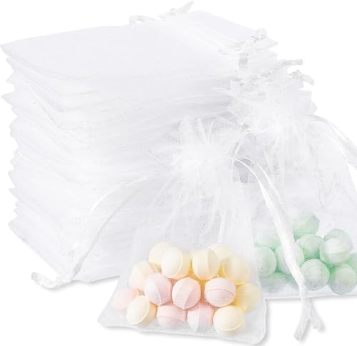 WUFANC 100 Stück Organzasäckchen 10x15cm, Organza Säckchen zum Befüllen mit Zugband, Gaze Geschenkbeutel Klein für Hochzeit Bonbonsbeute, Organzabeutel, Schmuckbeutel von WUFANC