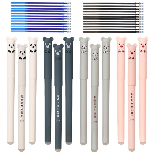 WUFANC Radierbare Stifte Set - 12 Stück Radierbarer Kugelschreiber + 24 Stück Minen - 0,5 mm Erasable Pen - Radierbarer Tintenroller für Studenten, Lehrer (36er Set) WUFANC Radierbare Stifte Set - 12 Stück Radierbarer Kugelschreiber + 24 Stück Minen - 0,5 mm Erasable Pen - Radierbarer Tintenroller für Studenten, Lehrer (36er Set) von WUFANC