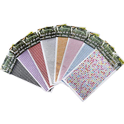 Strass-Aufkleber, rund, selbstklebend, 3 mm Durchmesser, 8 Farben, 7344 Stück von Pengcheng