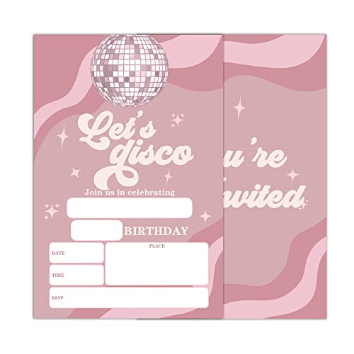 WUINCK Retro Disco Geburtstag Party Einladungskarten Disco Tanz Thema Party Einladungen für Kinder Jungen und Mädchen Party Feier Supplies 20 Einladungen mit Umschlägen - 0002 von WUINCK