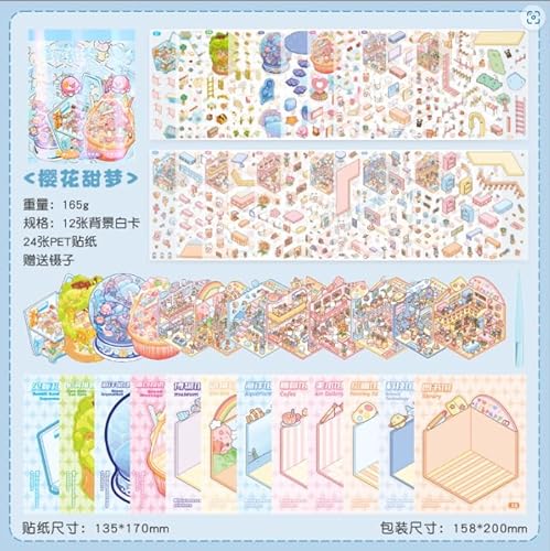 WUISOLQP 12Pcs DIY 3D House Stickers, 3D Sticker Room mit Pinzette 3D Sticker Scene Miniatur Haus Sticker 3D Sticker Kinder Fun DIY Stickers Scene Sticker Therapy für Erwachsene Und Kinder WUISOLQP 12Pcs DIY 3D House Stickers, 3D Sticker Room mit Pinzette 3D Sticker Scene Miniatur Haus Sticker 3D Sticker Kinder Fun DIY Stickers Scene Sticker Therapy für Erwachsene Und Kinder von WUISOLQP