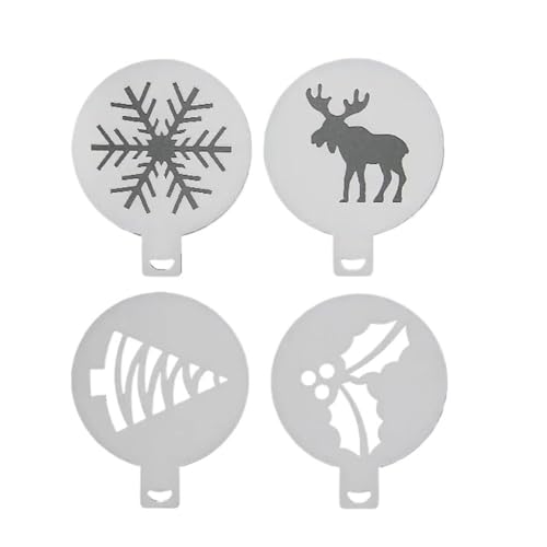 4 x Kaffee-Schablonen, Milch-Motiv, Barista, Cappuccino, Café, Schaum-Sprühschablone, gepudertes Sieb, Dekorationswerkzeuge 4 x Kaffee-Schablonen, Milch-Motiv, Barista, Cappuccino, Café, Schaum-Sprühschablone, gepudertes Sieb, Dekorationswerkzeuge von WUJIHE