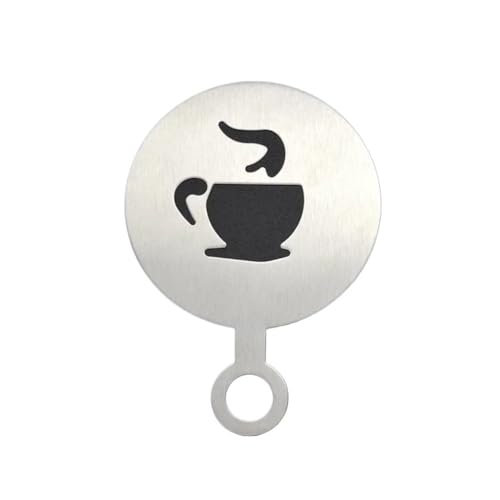 Edelstahl-Schablone für Kaffee, Latte Cappuccino, Dekorationsschablonen, Kuchen, Kekse, Sprühfarbe, Kunst, Backform, Kaffeezubehör (4) von WUJIHE