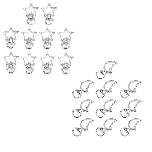 WUJIHE Set mit 10 Metall-Karabinerverschlüssen, Stern-Schlüsselanhänger/Mondhaken, Schlüsselband-Clip, DIY-Zubehör, Schmuckherstellung, Schlüsselanhänger (Toffee Chair 2, Stern A) von WUJIHE