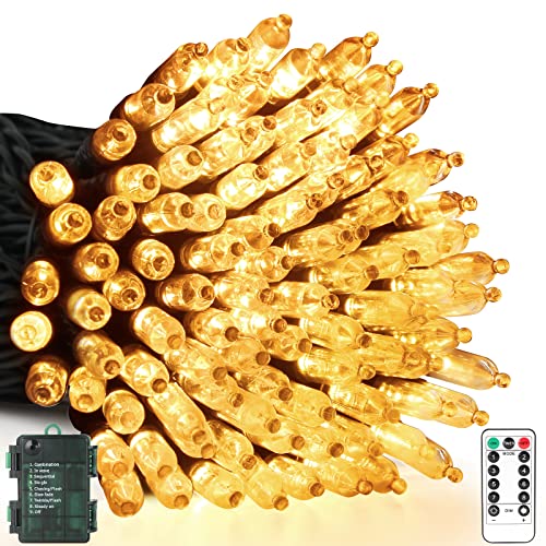 WUJUN Weihnachtsbeleuchtung 10M 100 LED Batterie Lichterketten mit Timer & Memory Funktion & 8 Modi, USB oder Batterie betriebene wasserdichte Lichterketten für Weihnachten Dekoration (Warmweiß) WUJUN Weihnachtsbeleuchtung 10M 100 LED Batterie Lichterketten mit Timer & Memory Funktion & 8 Modi, USB oder Batterie betriebene wasserdichte Lichterketten für Weihnachten Dekoration (Warmweiß) von WUJUN