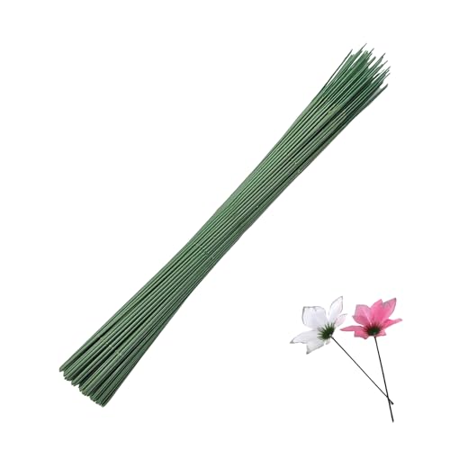 WUMUZAI 100 Stück Blumenstieldraht 2mm, Floristik Draht Grün, Blumenstamm Stamm Florist Draht, Stiel Draht Blumen, Steckdraht Drahtstab zum Basteln, Blumendraht für Blumenarrangements, 35cm von WUMUZAI