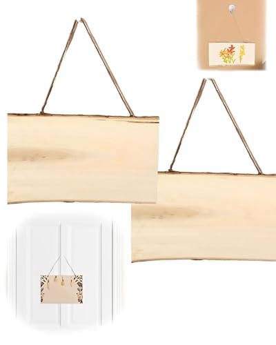 WUNZILO 2 pcs Holz für Brandmalerei Holzschild zum Aufhängen Unfertiges Blanko Holzschild Türschild mit Gravur Rechteckiges Hängendes Holzschild mit Juteseil Hängende Dekorative Holztafel Holzbrett von WUNZILO