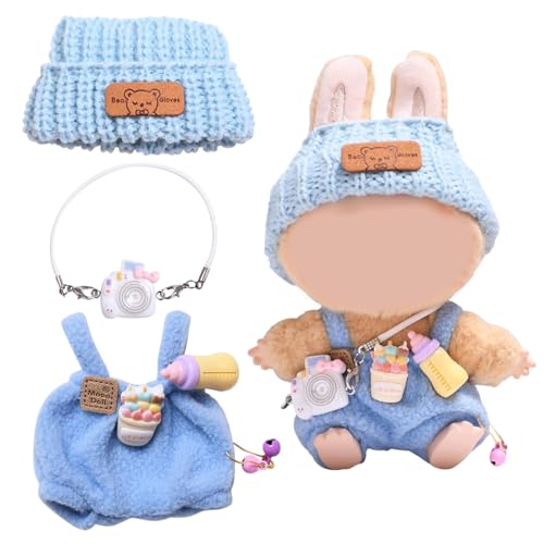 Kleidung für 17cm Labub Puppe, Labub Bekleidung Puppenkleidung, Bekleidung Zubehör für Puppe, Kleidung Puppenzubehör, Puppenkleidung Plüsch Outfit Nur für DIY Kinder Geschenke (Blue) von WUPENGSA