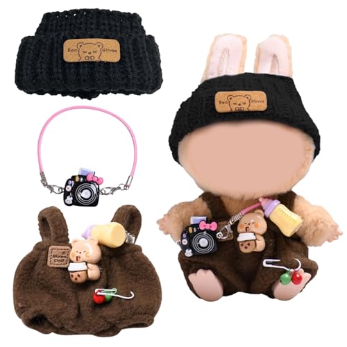 Kleidung für 17cm Labub Puppe, Labub Bekleidung Puppenkleidung, Bekleidung Zubehör für Puppe, Kleidung Puppenzubehör, Puppenkleidung Plüsch Outfit Nur für DIY Kinder Geschenke (Brown) von WUPENGSA