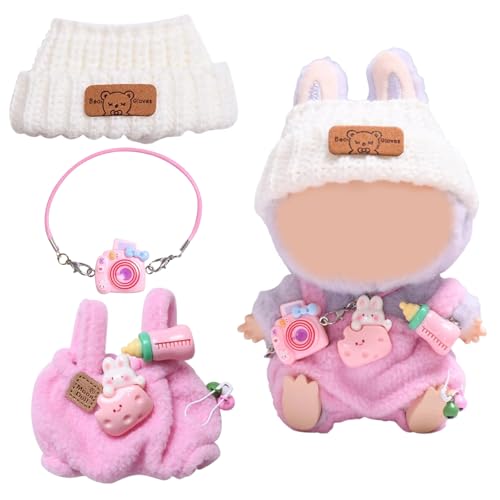 Kleidung für 17cm Labub Puppe, Labub Bekleidung Puppenkleidung, Bekleidung Zubehör für Puppe, Kleidung Puppenzubehör, Puppenkleidung Plüsch Outfit Nur für DIY Kinder Geschenke (Pink) von WUPENGSA