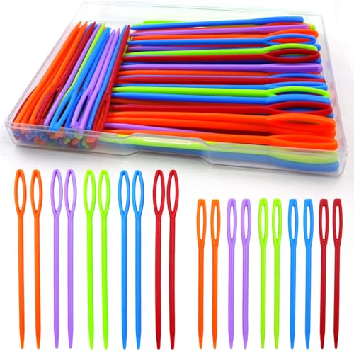 100 Stück Kunststoff Nähnadeln(7 cm / 9 cm), Bunte großem Öse Kunststoff-Garnnadeln,Webnadeln Sticknadeln Gobelinnadel Plastiknadeln Stopfnadeln für Heimwerker Handarbeiten, Nähen Handwerk von WUPENGZON