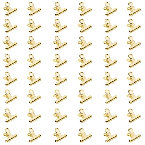 50 Stück Kleine Bulldogge Büroklammern, 22mm Mini Metall Klammern, Multi-function Scharnier Clip Briefklemmer für Tags Taschen, Fotos,Zeichnungen, Kunsthandwerk, Büro, Küche (Gold) von WUPENGZON