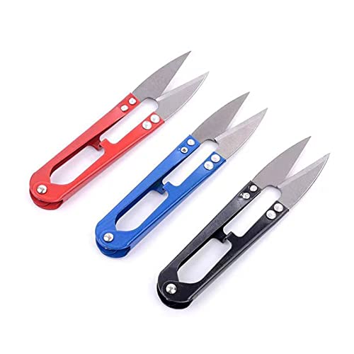 WUPNGS 3 PCS Nützliche Edelstahlstich U-Form Verwenden Sie Schere Schneiden Angelschnur Trimmen Nipper Wesentliches Kreuz Zubehör(Red) von WUPNGS