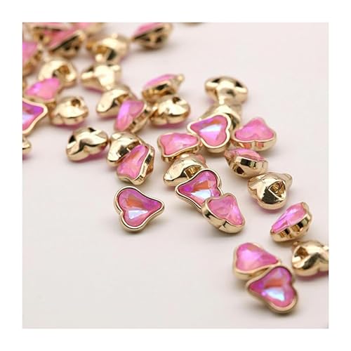 WUPNGS Antike goldene Knöpfe,Metall-Perlenknöpfe, 10 Stück, Crystal Peach Heart Serie, goldene herzförmige Metall-Strassknöpfe(Pink) von WUPNGS