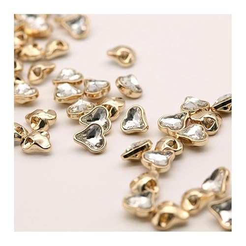 WUPNGS Antike goldene Knöpfe,Metall-Perlenknöpfe, 10 Stück, Crystal Peach Heart Serie, goldene herzförmige Metall-Strassknöpfe(Transparent) von WUPNGS