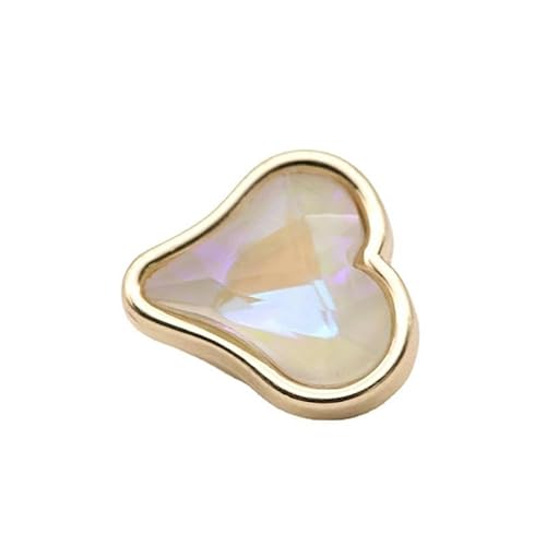WUPNGS Antike goldene Knöpfe,Metall-Perlenknöpfe, 10 Stück, Crystal Peach Heart Serie, goldene herzförmige Metall-Strassknöpfe(White) von WUPNGS