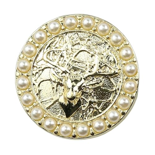 WUPNGS Antike goldene Knöpfe,Metall Perlenknöpfe,10STK,Runde Hirsch Perlen Schaftknopf Perlenknöpfe,Mantel Perlenknöpfe Basteln(Gold,18 mm) von WUPNGS