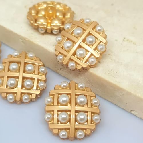 WUPNGS Antike goldene Knöpfe,Metall Perlenknöpfe,10Stk,Gold Dekor Knopf,Damen Nähideen Nähen DIY(18mm) von WUPNGS