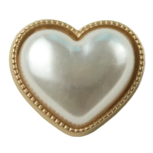WUPNGS Antike goldene Knöpfe,Metall Perlenknöpfe,10Stk,Perlen Herz Knopf Gold,Metall Nähknopf,Knopf Zubehör(11.5mm) von WUPNGS