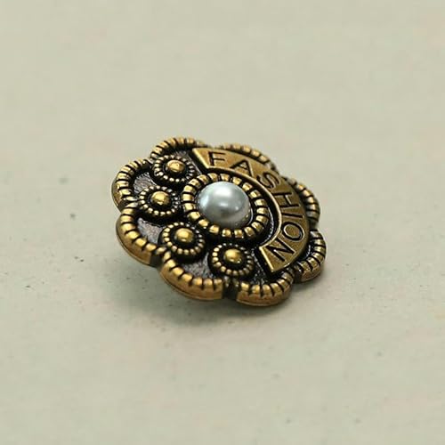 WUPNGS Antike goldene Knöpfe,Metall Perlenknöpfe,10Stk,Runde Vintage Metall Perlenknöpfe,Nähperlen Schaftknopf(Copper,23mm) von WUPNGS