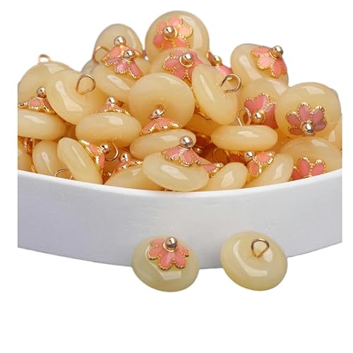 WUPNGS Antike goldene Knöpfe,Metall-Perlenknöpfe,20 Stück,Runde goldene Cheongsam-Perlenknöpfe,Ideal for Kleidung und Hanfu-Nähen(Ginger+pink) von WUPNGS