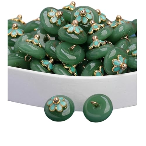 WUPNGS Antike goldene Knöpfe,Metall-Perlenknöpfe,20 Stück,Runde goldene Cheongsam-Perlenknöpfe,Ideal for Kleidung und Hanfu-Nähen(Light Green) von WUPNGS