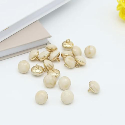 WUPNGS Antike goldene Knöpfe,Metallperlenknöpfe,10Stk,Katzenaugen-Kugelknöpfe,Goldfarbener Schaft am Knopf,Nähen,Kleidungsdekor(Beige,15mm) von WUPNGS