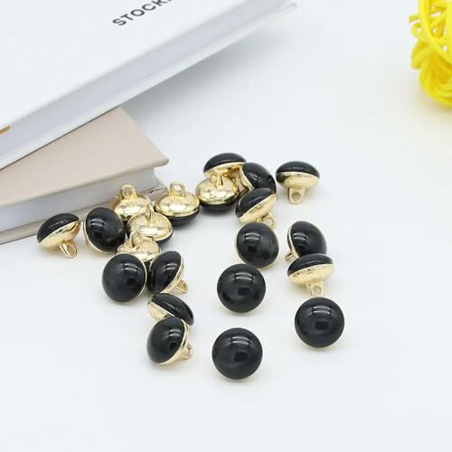 WUPNGS Antike goldene Knöpfe,Metallperlenknöpfe,10Stk,Katzenaugen-Kugelknöpfe,Goldfarbener Schaft am Knopf,Nähen,Kleidungsdekor(Black,23mm) von WUPNGS