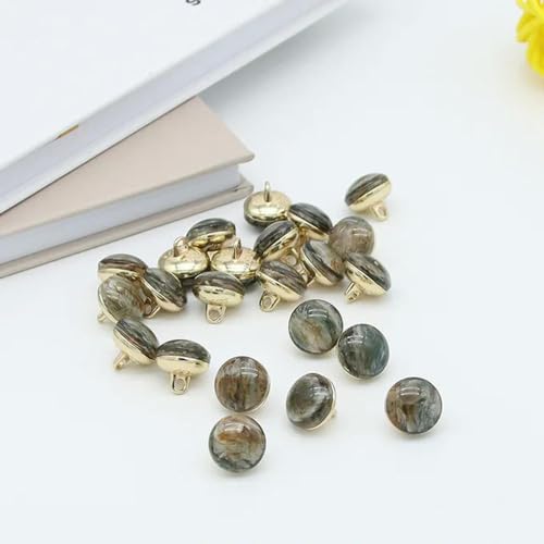 WUPNGS Antike goldene Knöpfe,Metallperlenknöpfe,10Stk,Katzenaugen-Kugelknöpfe,Goldfarbener Schaft am Knopf,Nähen,Kleidungsdekor(Gray,11mm) von WUPNGS