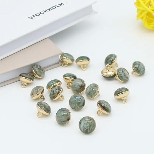 WUPNGS Antike goldene Knöpfe,Metallperlenknöpfe,10Stk,Katzenaugen-Kugelknöpfe,Goldfarbener Schaft am Knopf,Nähen,Kleidungsdekor(Green,15mm) von WUPNGS