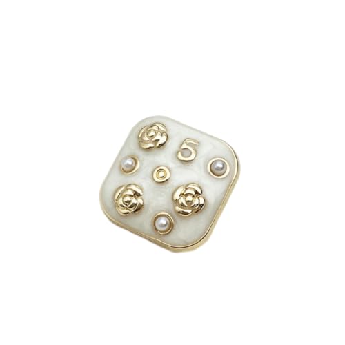 WUPNGS Antike goldene Knöpfe,Perlenknöpfe aus Metall,10 Stück,Quadratische Perlmuttknöpfe,Design Nummer 5,Näh- und Bastelbegeisterte(White,16mm) von WUPNGS