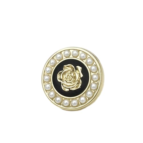 WUPNGS Antike goldene Knöpfe ，Metall-Perlenknöpfe for 10 Stück Rosen-Perlenknöpfe mit Schaft, perfekt for Nähen und Basteln(Black,17.5mm) von WUPNGS