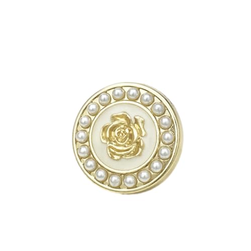 WUPNGS Antike goldene Knöpfe ，Metall-Perlenknöpfe for 10 Stück Rosen-Perlenknöpfe mit Schaft, perfekt for Nähen und Basteln(White,17.5mm) von WUPNGS