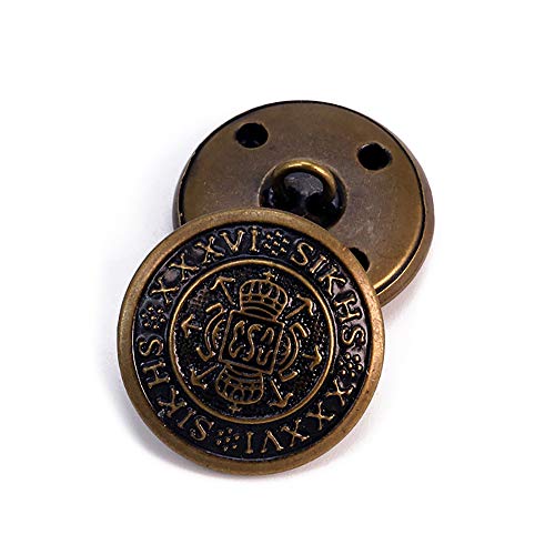 WUPNGS Antike goldene Knöpfe Damen Anzug Wollmantel Knopf Metall rund flach Knopf for Jacken Hemd 20 Stück 20mm(20mm) von WUPNGS